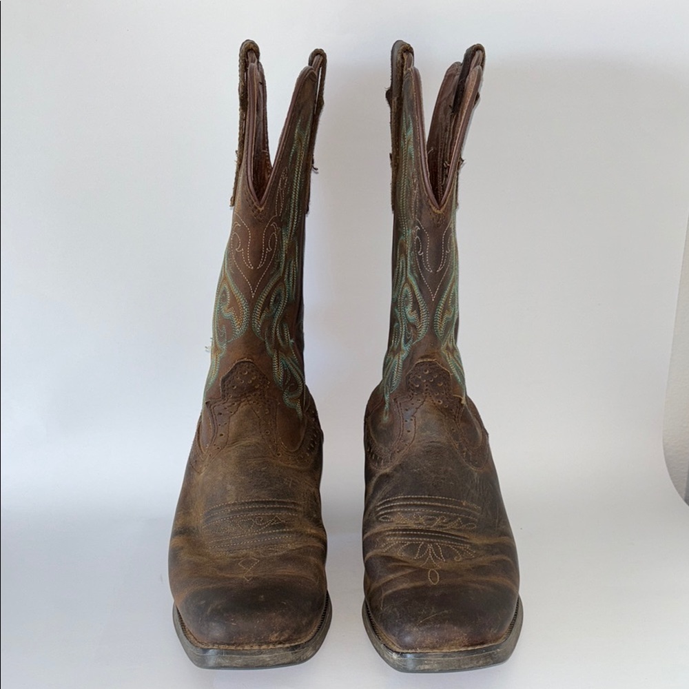 Justin Women’s Stampede Brown Leather Western Square Toe Boots Size 8.5 L2552